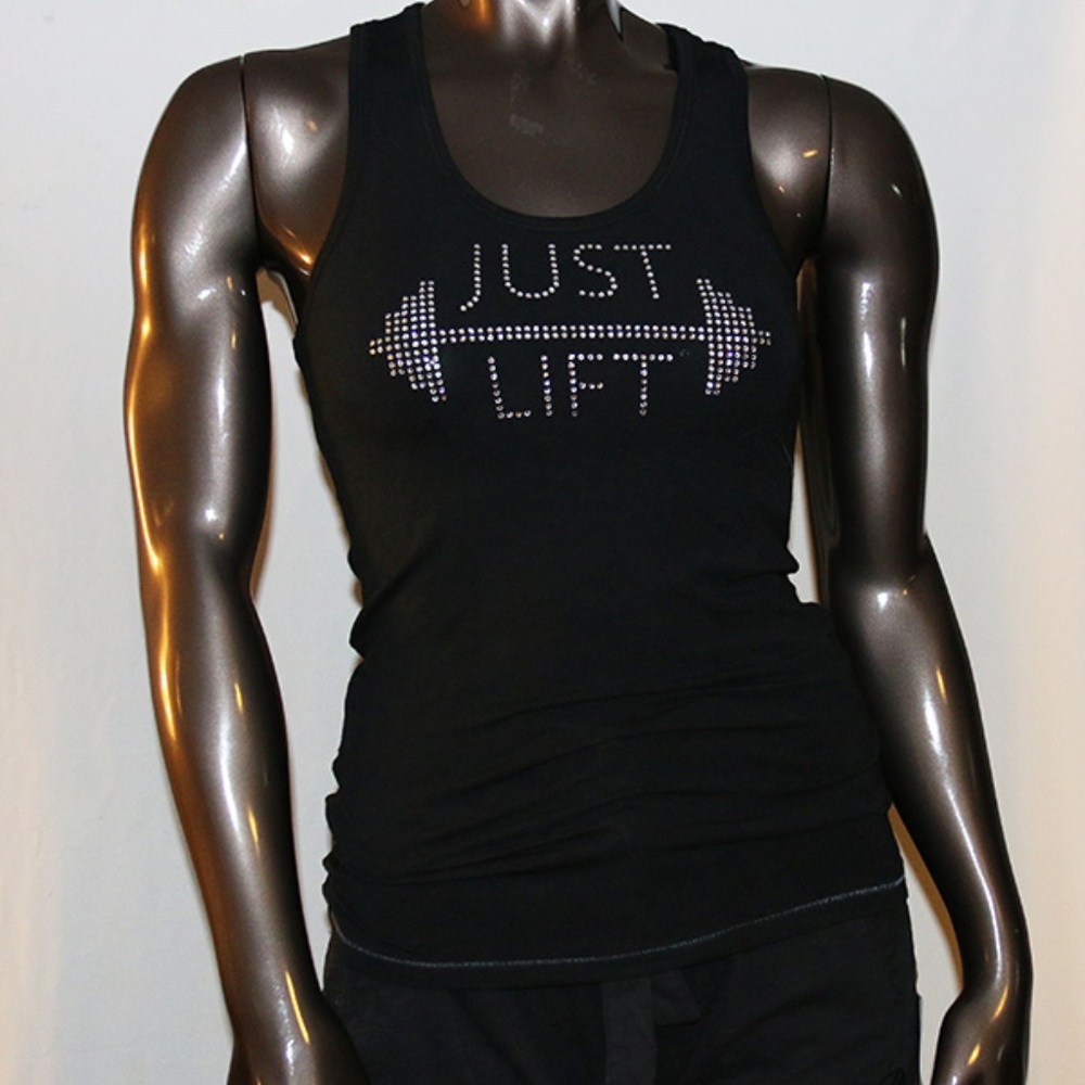 Rhinestone Racerback Tank - Black